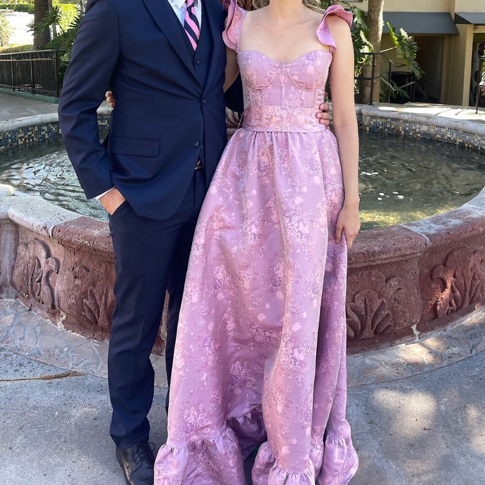 Used V. Chapman Rose Veronica Corset Ruffle Side-Slit Dress Size 4